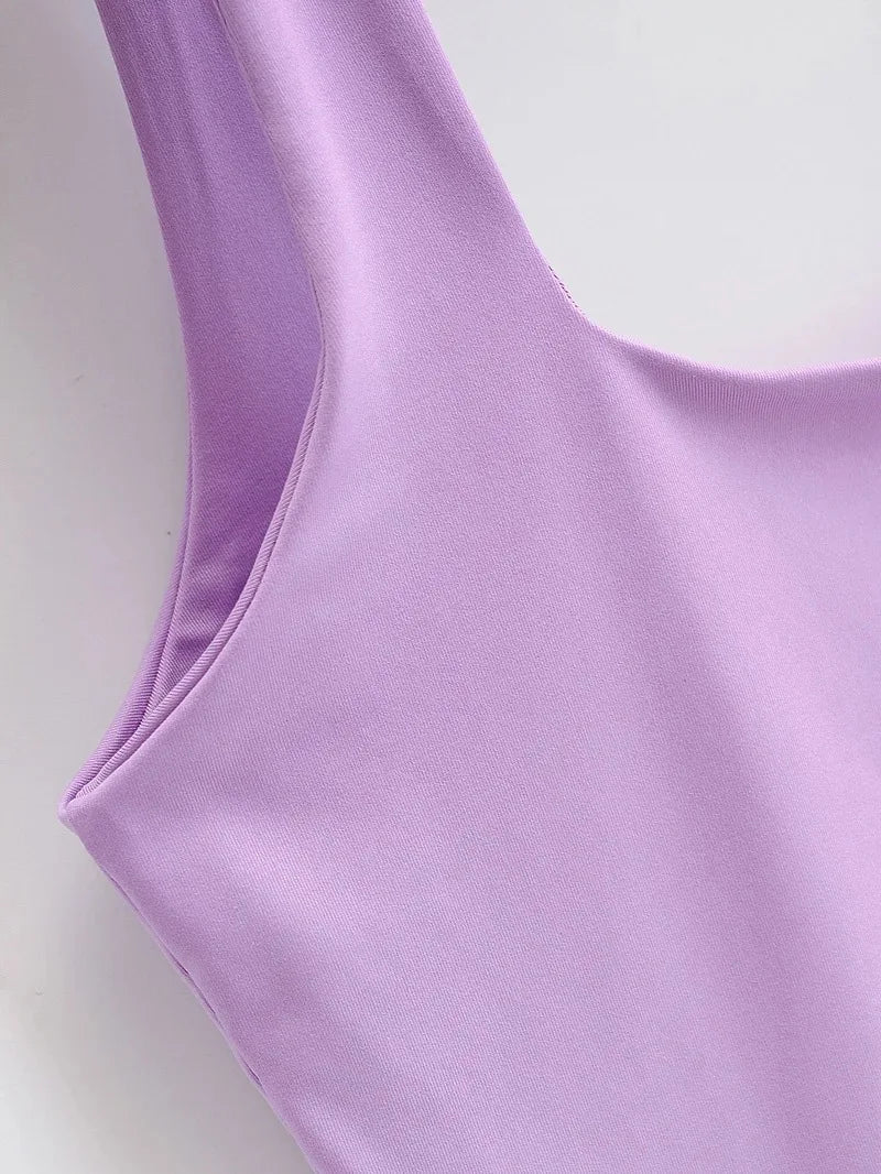 2024 Summer Women Sexy Sleeveless Tops Fashion Short Square Collar Tank Tops 6 Colors