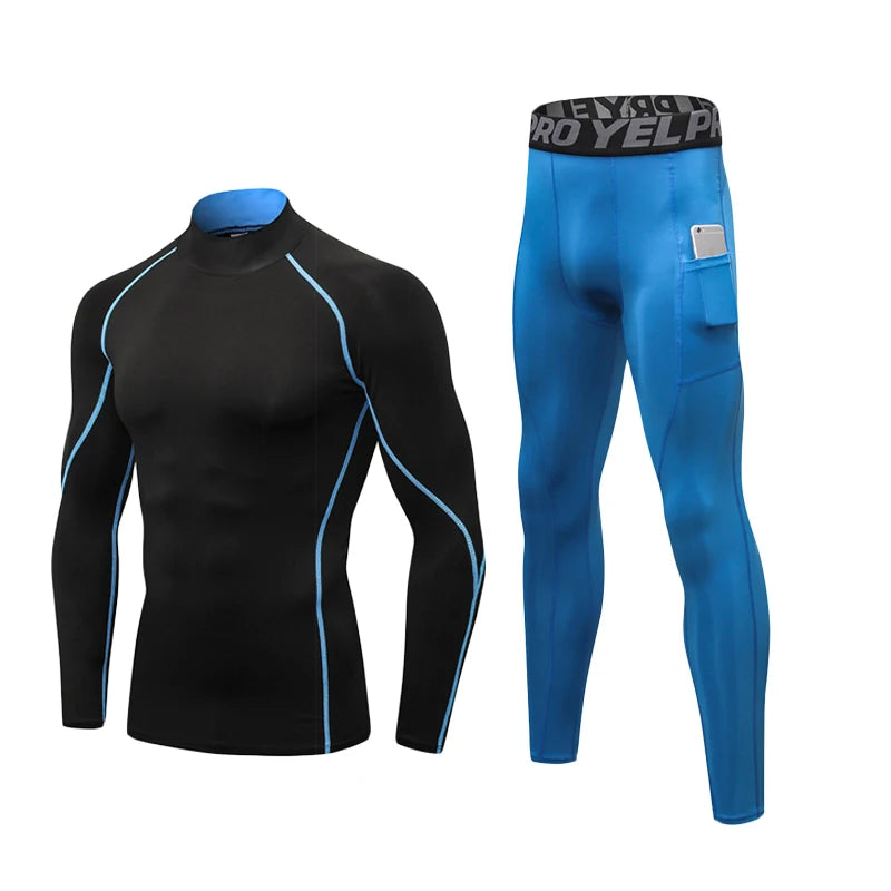 Thermal Underwear Sets Men High Collar Winter Long Johns Thermo Underwear Compression Sweat Quick Drying Thermal Clothing