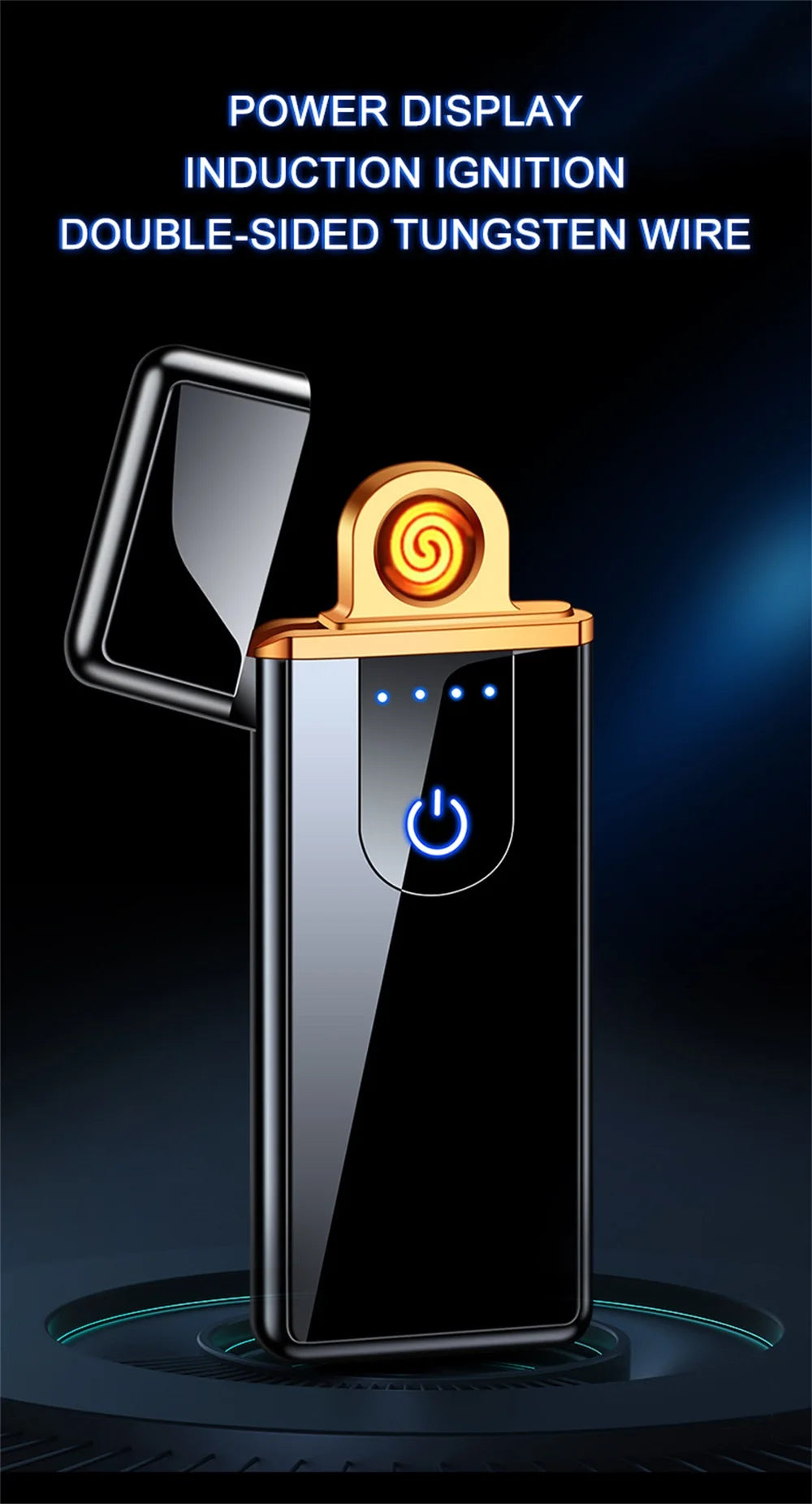 Windproof Electric Metal Lighter Double Arc Plasma Rechargeable USB Lighter Touch Induction Smoking Lighter Men's Gadgets