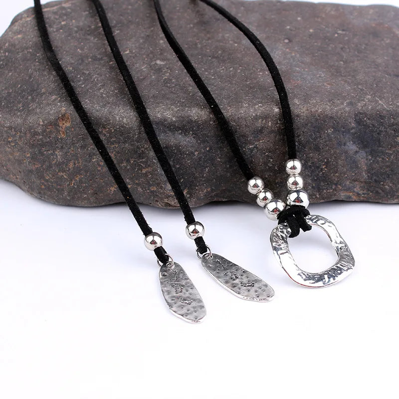 Bohemian Wrap Necklace, Layered Choker, Circle Lariat Y Necklaces, Eternity Necklaces, Hippie Boho Bohemian Minimalist Jewelry