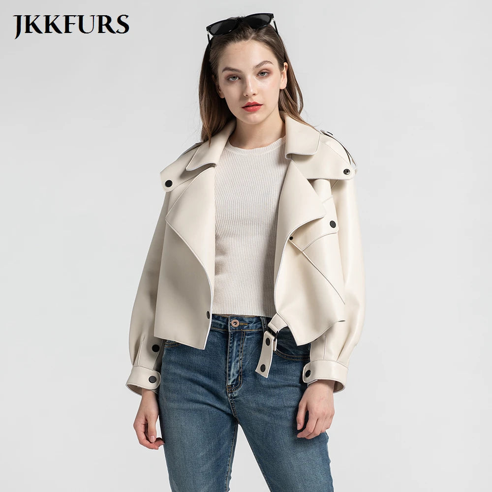 2025 26 Colours Women's Genuine Leather Jacket New Fashion Real Leather Coat Lady Autumn Winter Sheepskin Leather S7547