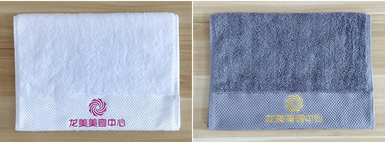 Black & White Cotton Bath & Hand Towels Custom Embroidery Logo Free Design Personalized for Hotels Resorts B&Bs Salons Spas Mass