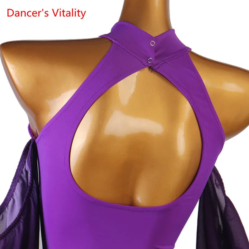 Modern Dance Dress Stand-Up Collar Mesh Sleeve Long Skirt Performance Clothing High-End Custom Child Woman Competition Clothes
