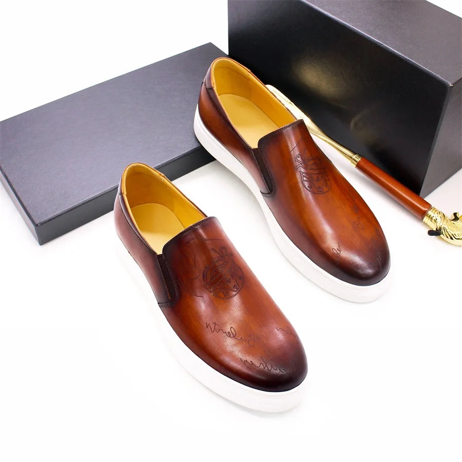 Genuine Leather Casual Men's Shoes High-grade Handmade Fashion Comfortable Leather Shoes Daily Dating Loafers Formal Party Shoes