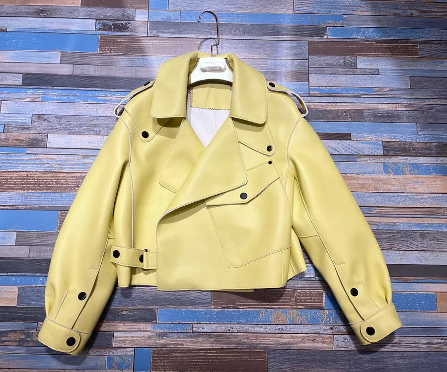 Pink Java QC20003   new arrival real leather jacket  women coat genuine sheep leather coat luxury fashion hot sale dress