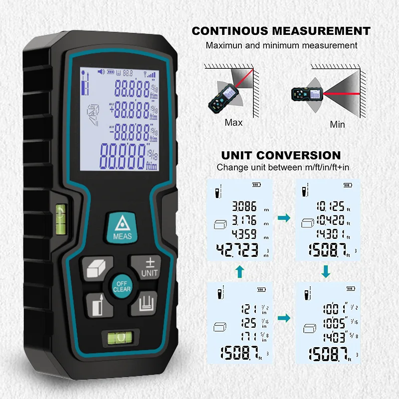 Laser Rangefinder 120M 100M 70M 50M Laser Finder IP54 Digital Laser Distance Meter Laser Meter Laser Measuring Tape 50% Off