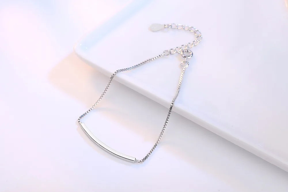 925 Sterling Silver Chain Bracelets Pure Sterling Silver 925 Simple Bracelets Jewelry Pulseras Pulseira es Plata