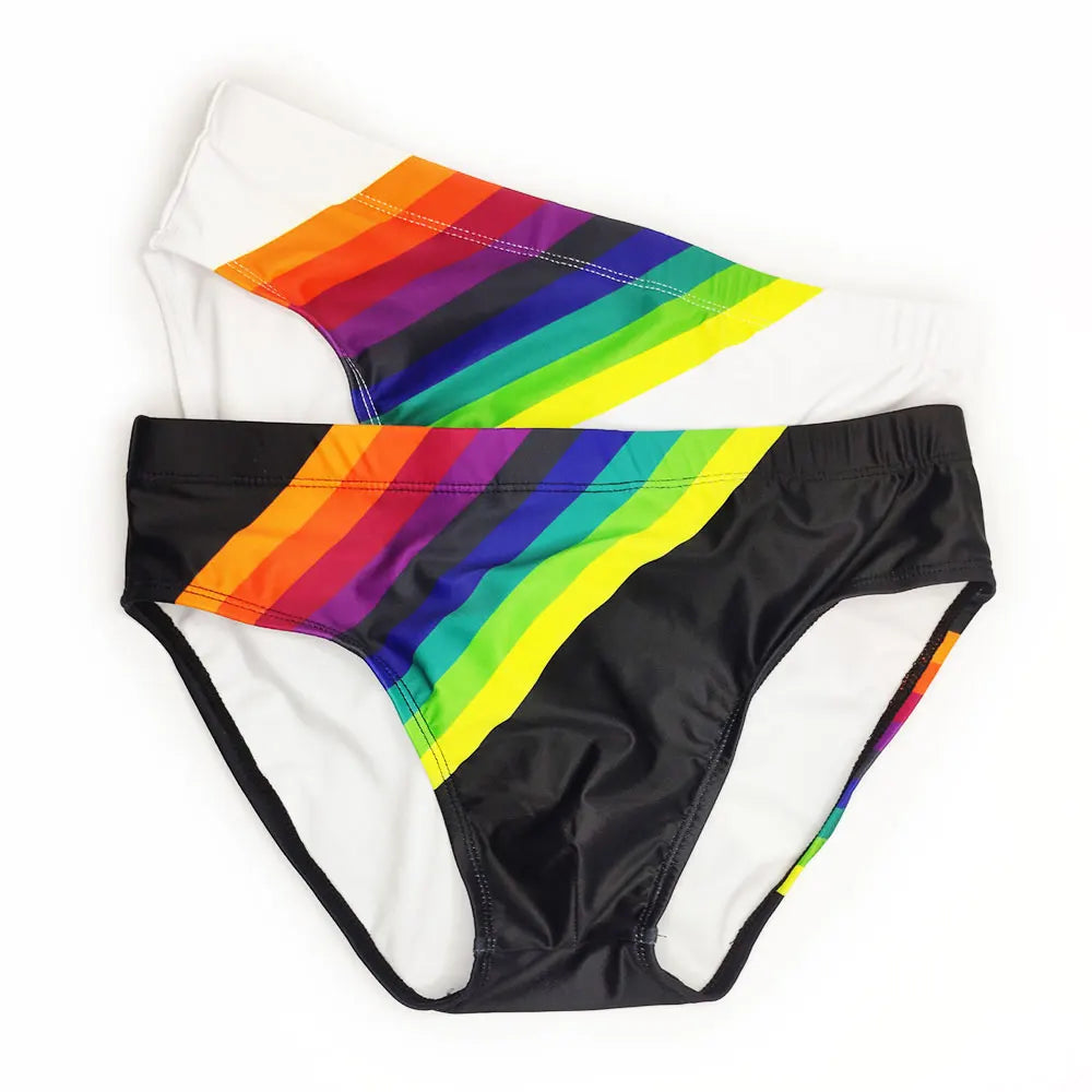 Men's Swim suit Wear Briefs Swimming Push-Up Sexy Bikini Swimsuit Beach Short rainBow Surfing trunks men bathing suit  swimwear