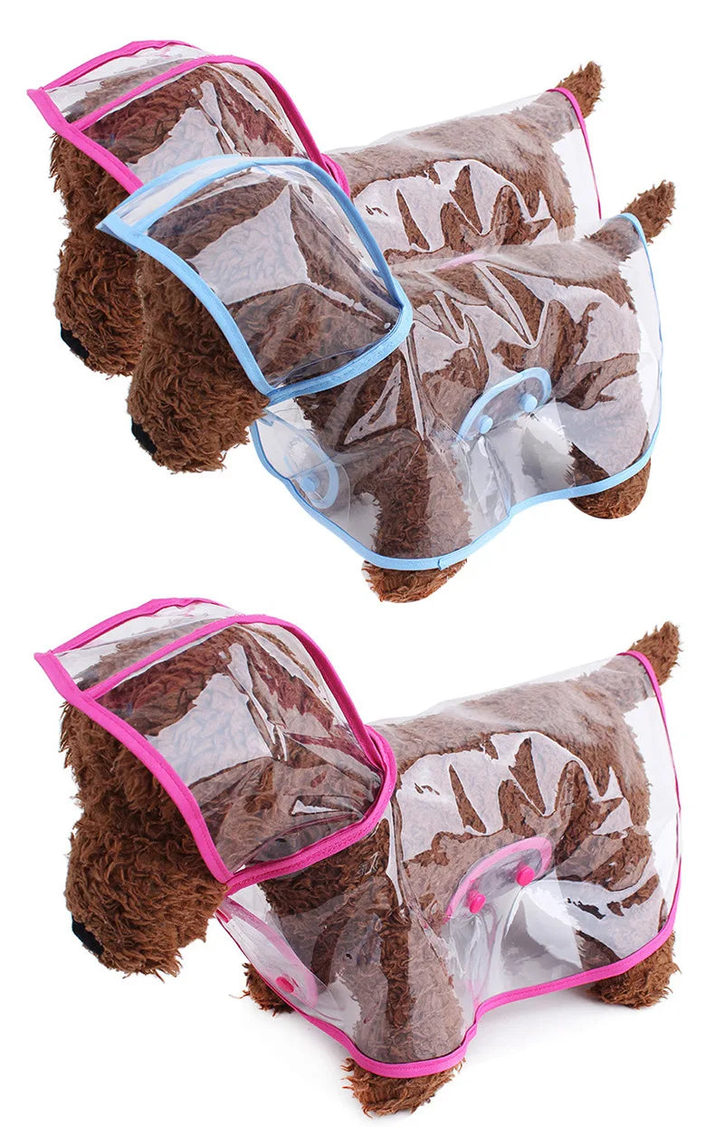 Pet Dog Puppy Transparent Rainwear Raincoat Pet Hooded Waterproof Jacket Clothes