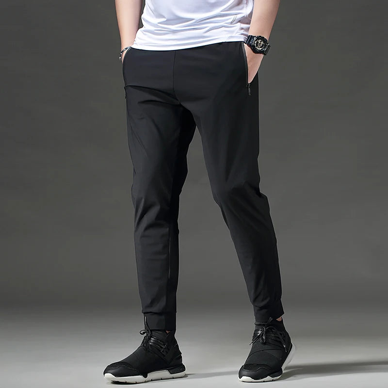 Running Pants Men Sport Jogging Fitness Yoga Training Basketball Football Long Leggings Ice Silk Elastic Quick Drying Trousers