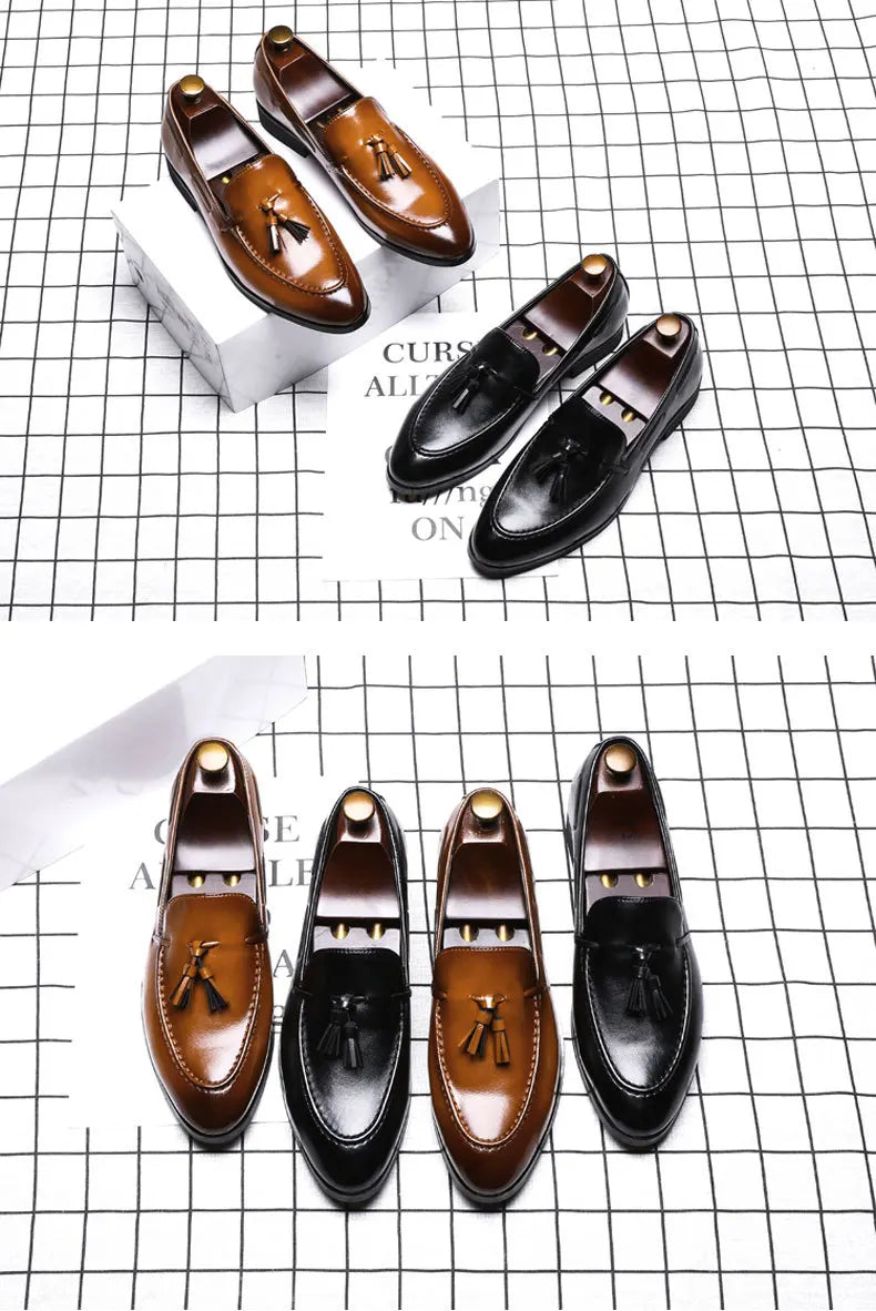 New Men Tassel Loafers Leather Formal Shoes Elegant Dress Shoe Simple Slip On Man Casual Footwear Zapato Hombre