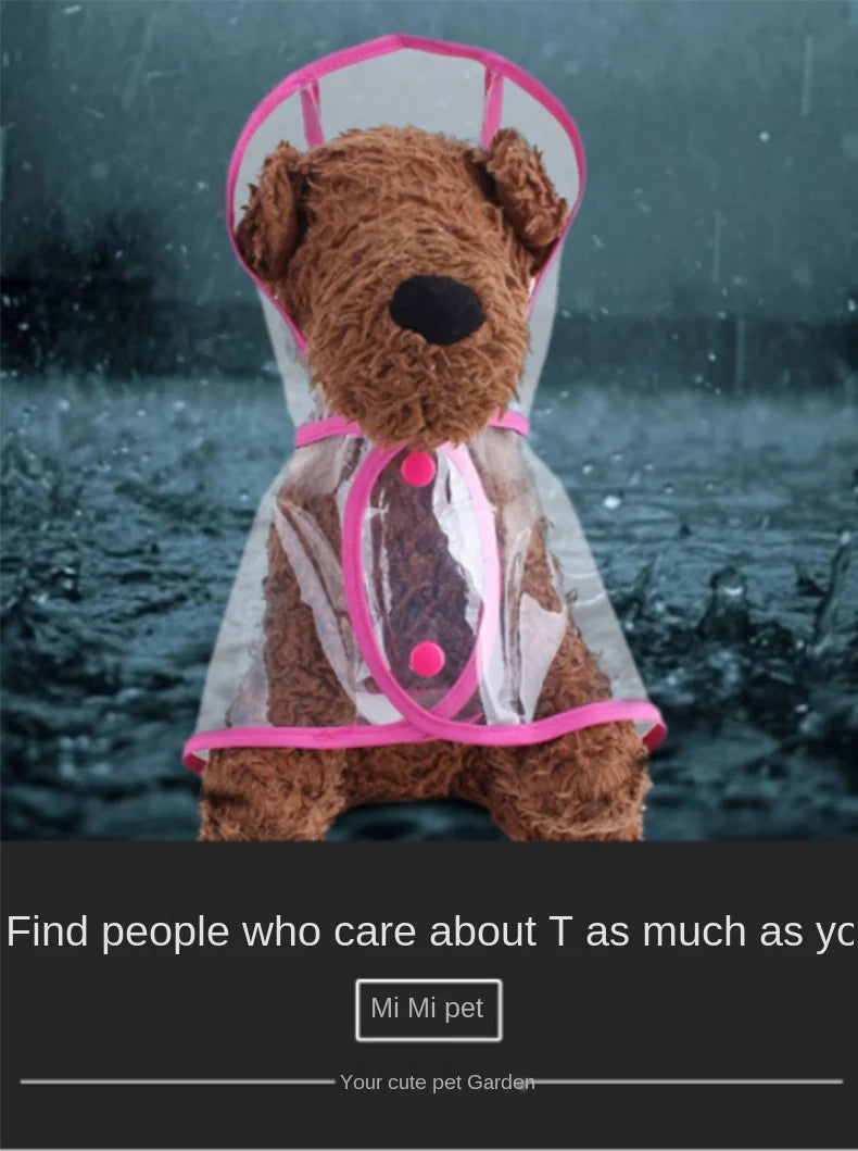 Pet Dog Puppy Transparent Rainwear Raincoat Pet Hooded Waterproof Jacket Clothes