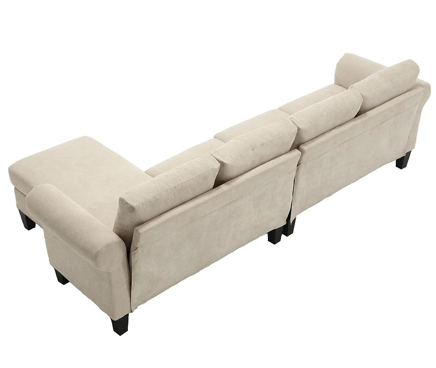 Convertible U-Shape Sectional Sofa Set with Storage Four-seater Modern Polyester Fabric for Hotel & Villa Living Rooms