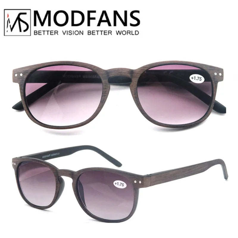 Reading Glasses for Men & Women, Wood-Looked Frame Readers Outdoor Sun Glasses Reading -  Lightweight Spring Hinge Eyegalsses