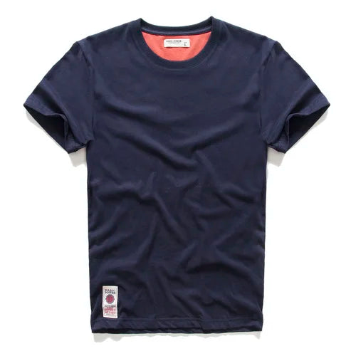 New Men Cotton Solid T-Shirt Mens Short Sleeve T-shirt Multi Pure Color Fancy Yarns T Shirt Color Wine White Blue