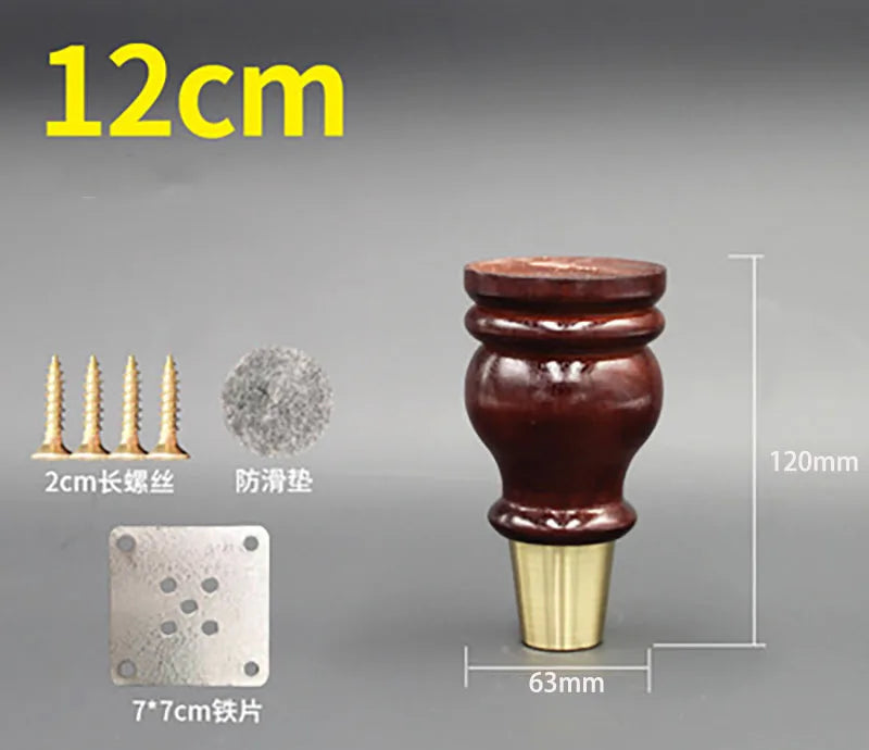 4pcs/lot Wooden Sofa Legs Cabinet Feet with Gold Covers Wardrobe Leg Wood Holder For Furniture TV cabinet Foot Side Table Leg