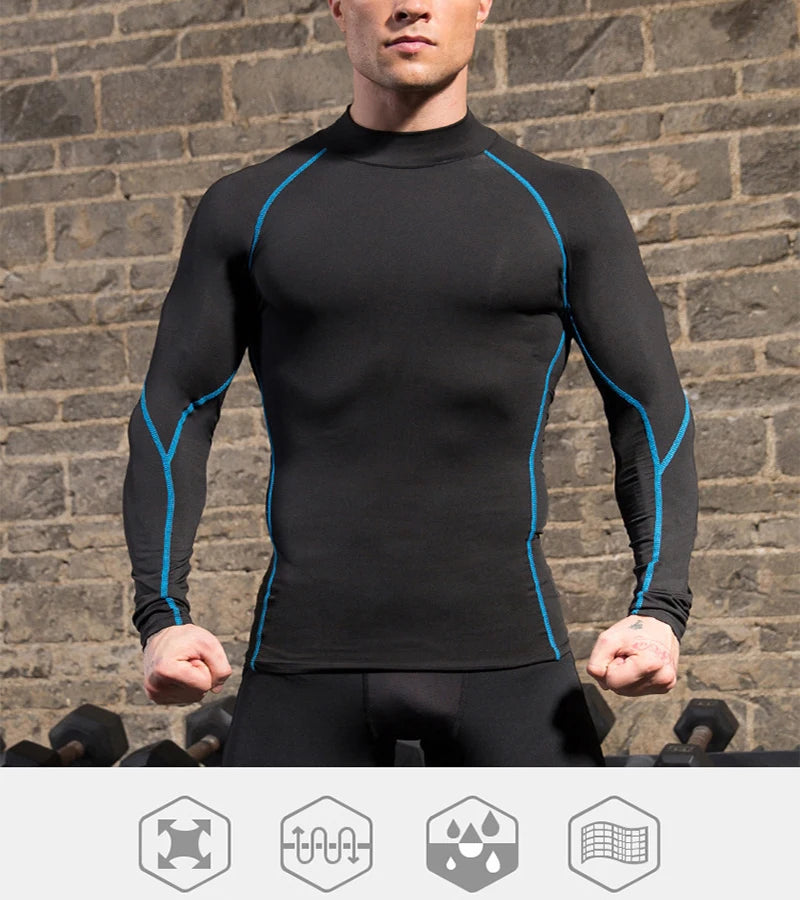 Thermal Underwear Sets Men High Collar Winter Long Johns Thermo Underwear Compression Sweat Quick Drying Thermal Clothing