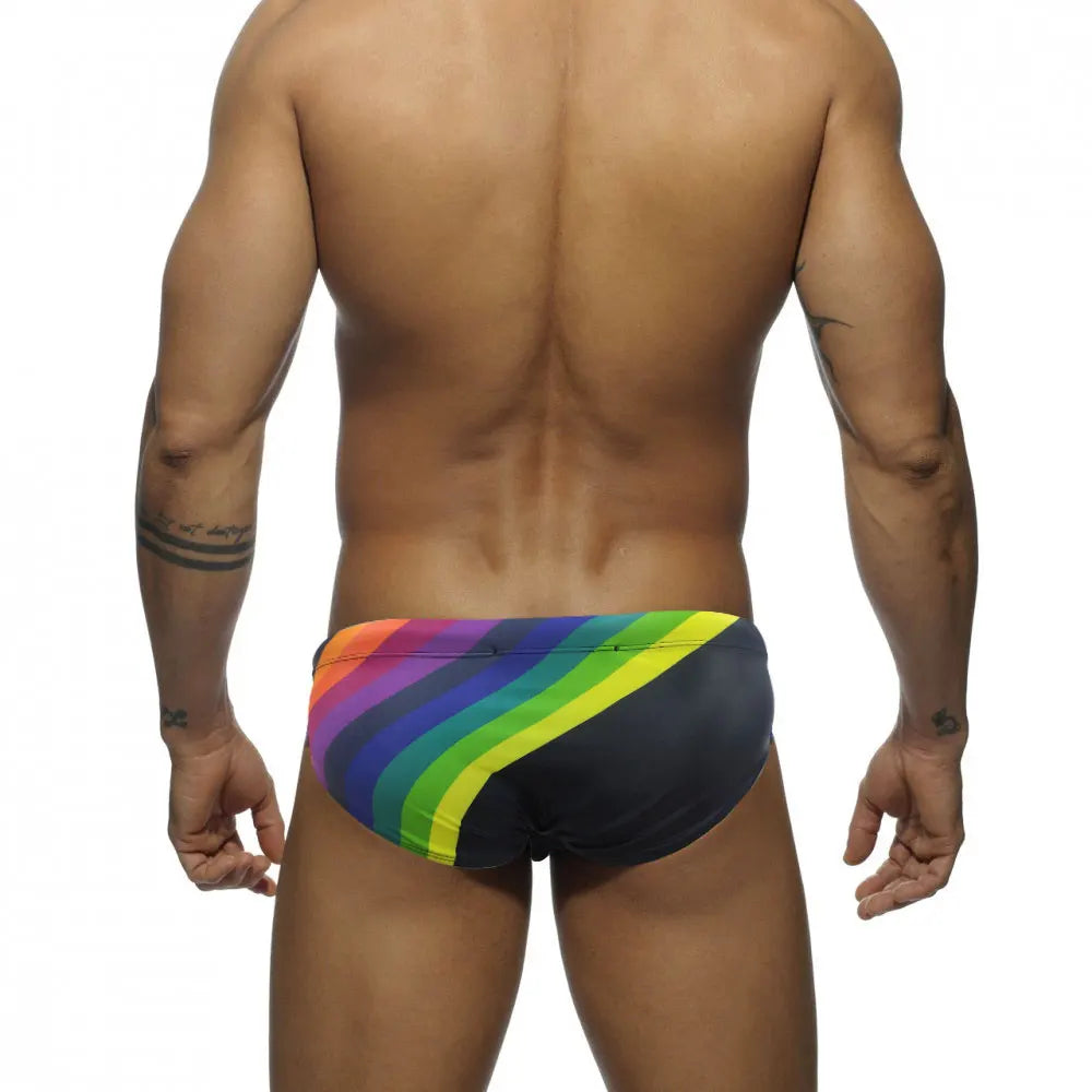 Men's Swim suit Wear Briefs Swimming Push-Up Sexy Bikini Swimsuit Beach Short rainBow Surfing trunks men bathing suit  swimwear