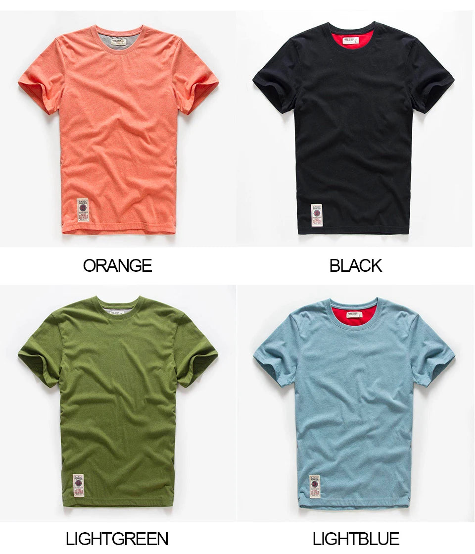 New Men Cotton Solid T-Shirt Mens Short Sleeve T-shirt Multi Pure Color Fancy Yarns T Shirt Color Wine White Blue