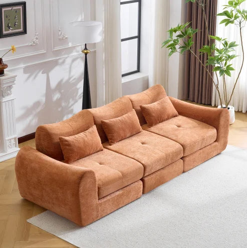 Modular Chenille Square Sofa Set Convertible Folding Sofa Bed Sectional Cushioned Sofa for Apartment & Hotel Living Rooms