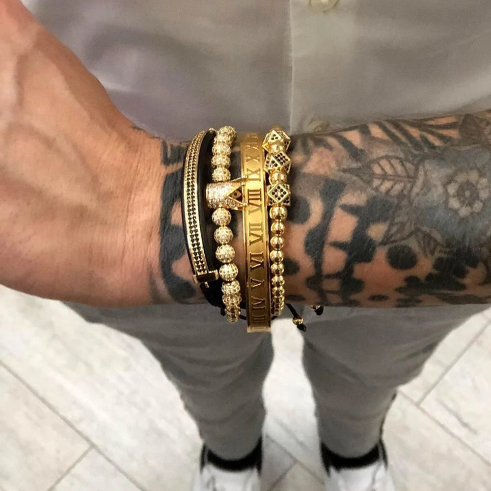 Men Bracelet jewelry 4pcs/set crown charms Macrame beads Bracelets Braiding Man Luxury Jewelry for women bracelet gift