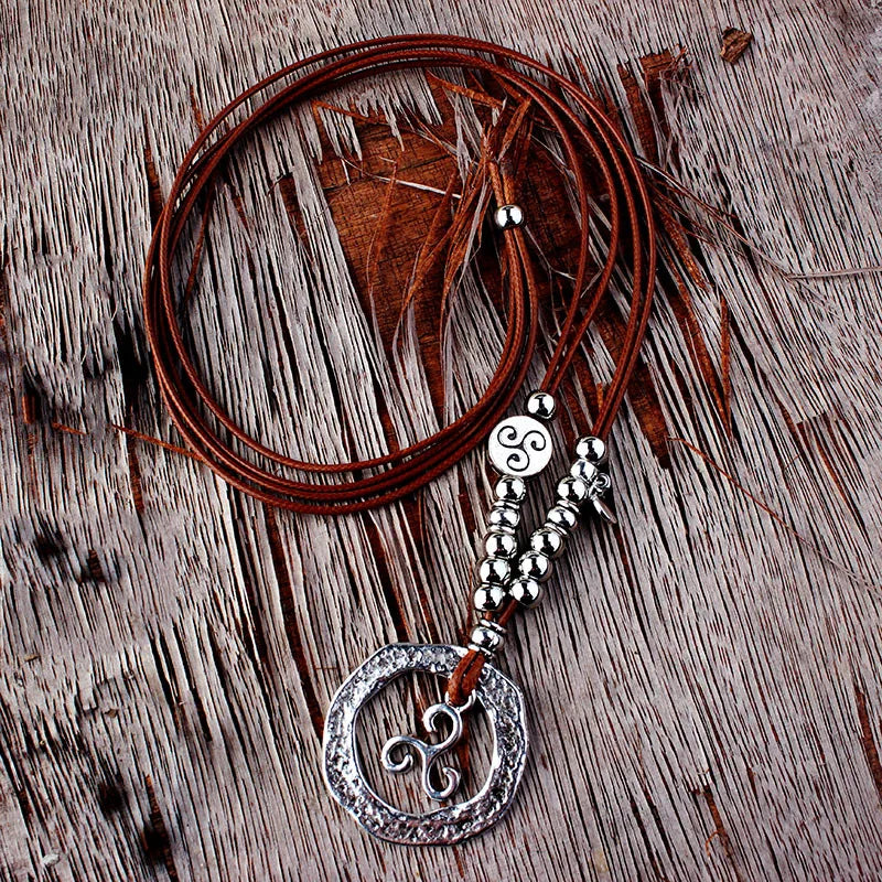 Bohemian Wrap Necklace, Layered Choker, Circle Lariat Y Necklaces, Eternity Necklaces, Hippie Boho Bohemian Minimalist Jewelry