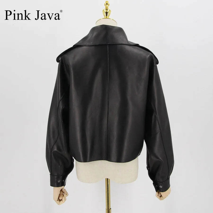 Pink Java QC20003   new arrival real leather jacket  women coat genuine sheep leather coat luxury fashion hot sale dress
