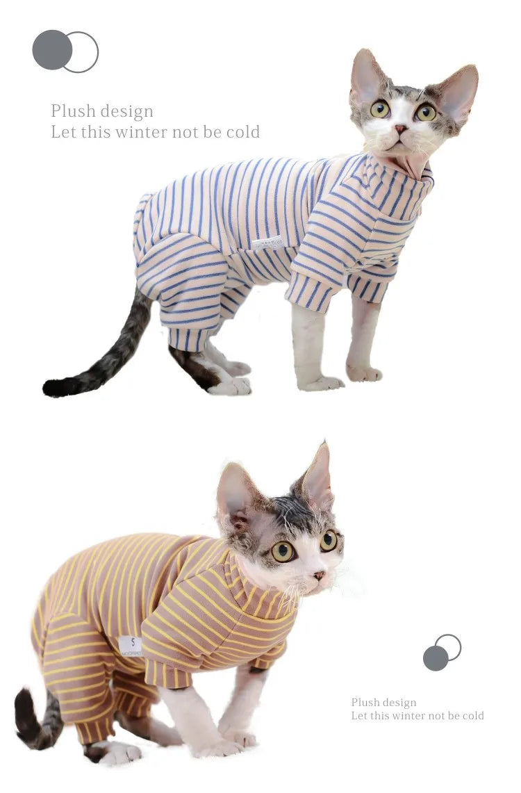 Sphynx Cat Clothes Cotton Kitten Cat Jumpsuit Winter Warm Cats Overalls Hoodies Costumes For Sphinx Devon Cat ropa para gato