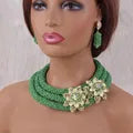 Dudo Jewellery Set 25mm Coral Flowers 18 Inches Necklace 8 Inches Bracelet with Earrings African beads Nigerian Wedding New