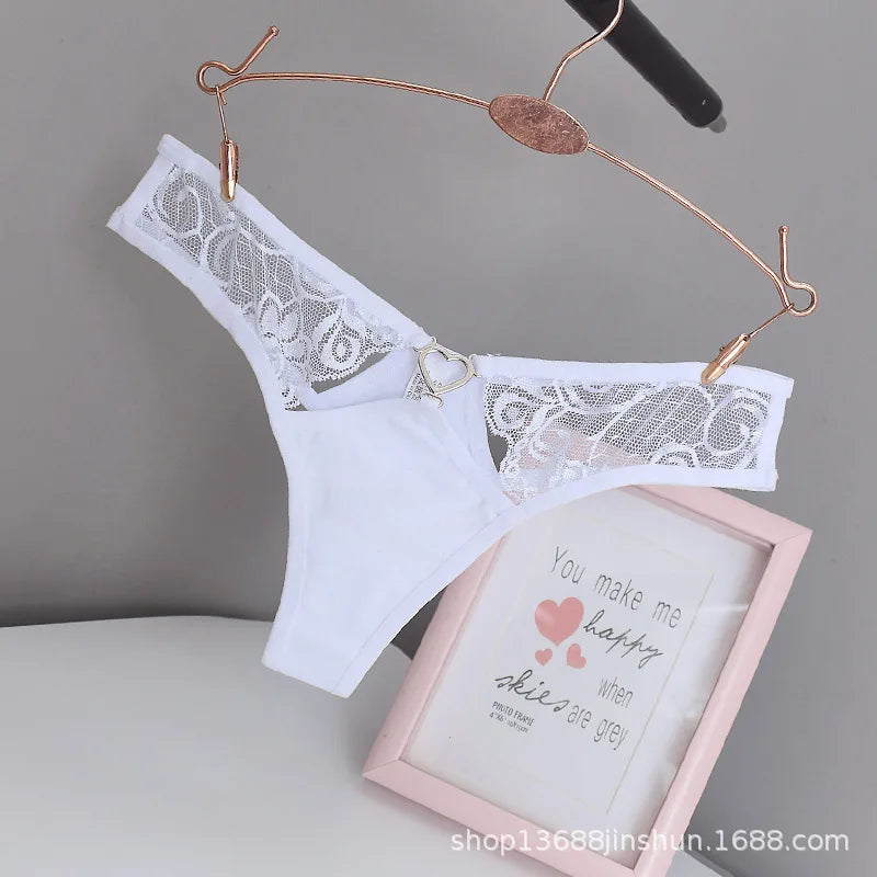 Women's Sexy lingerie Thongs G-string Underwear Panties Briefs Ladies T-back luxury peach heart thong pure cotton lace
