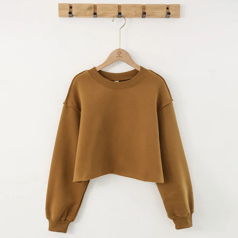 Thick Oversized Women Sweatshirt Hoodies Warm Fleece Casual Long Sleeve Harajuku Streetwear Crop Pullover Ropa Mujer