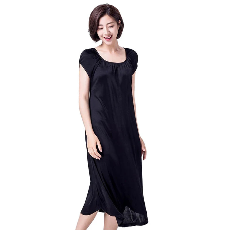 50% Pure Silk Nighties for Women Sleeping Dress Long Nightgown Nighty for Ladies Loose Plus Size Home Wear Summer