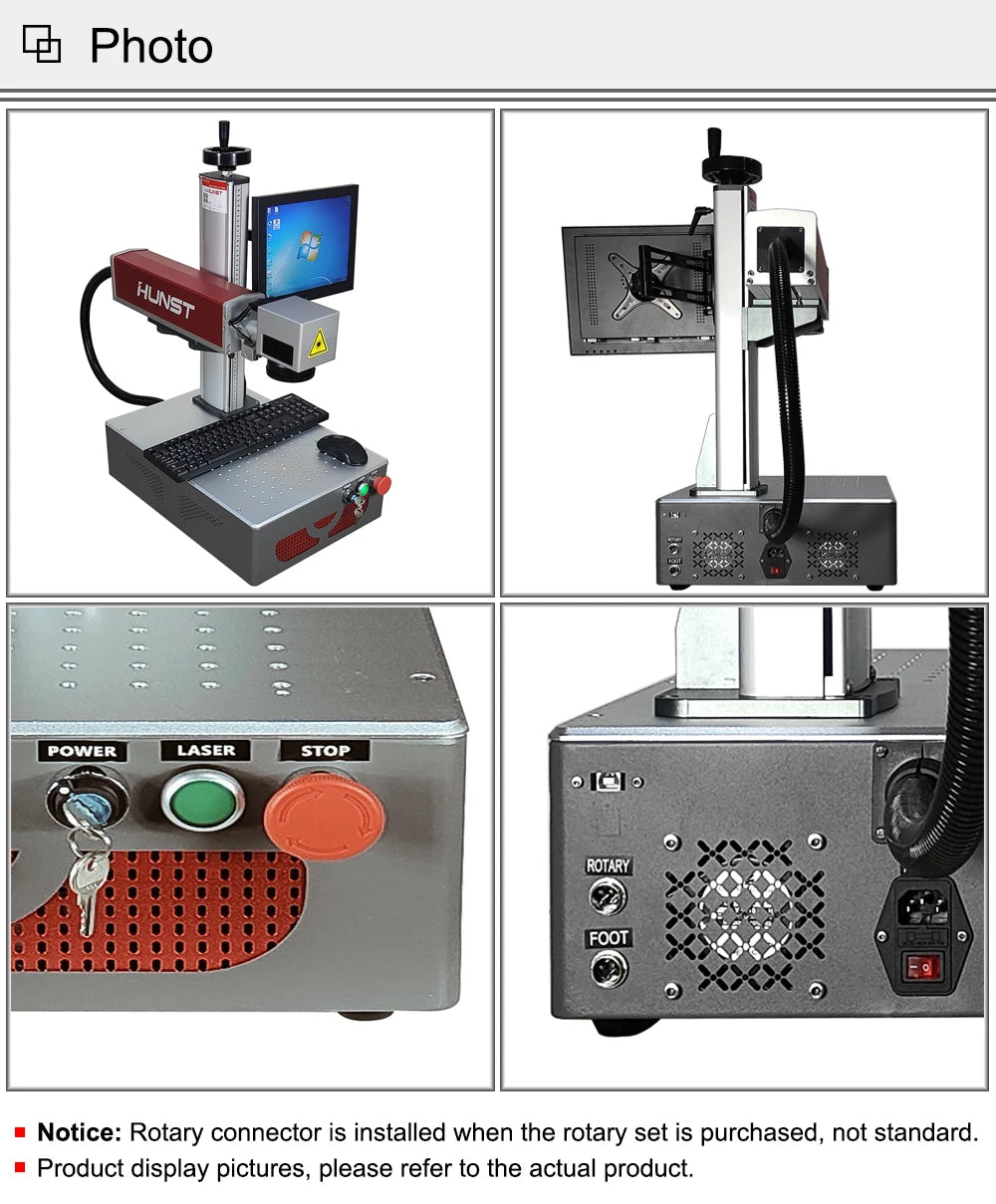 Hunst 30w 50w Fiber Laser Marking Machine Equipped With A PC Computer For Laser Engraving On Metal, Gold And Silver Jewelry