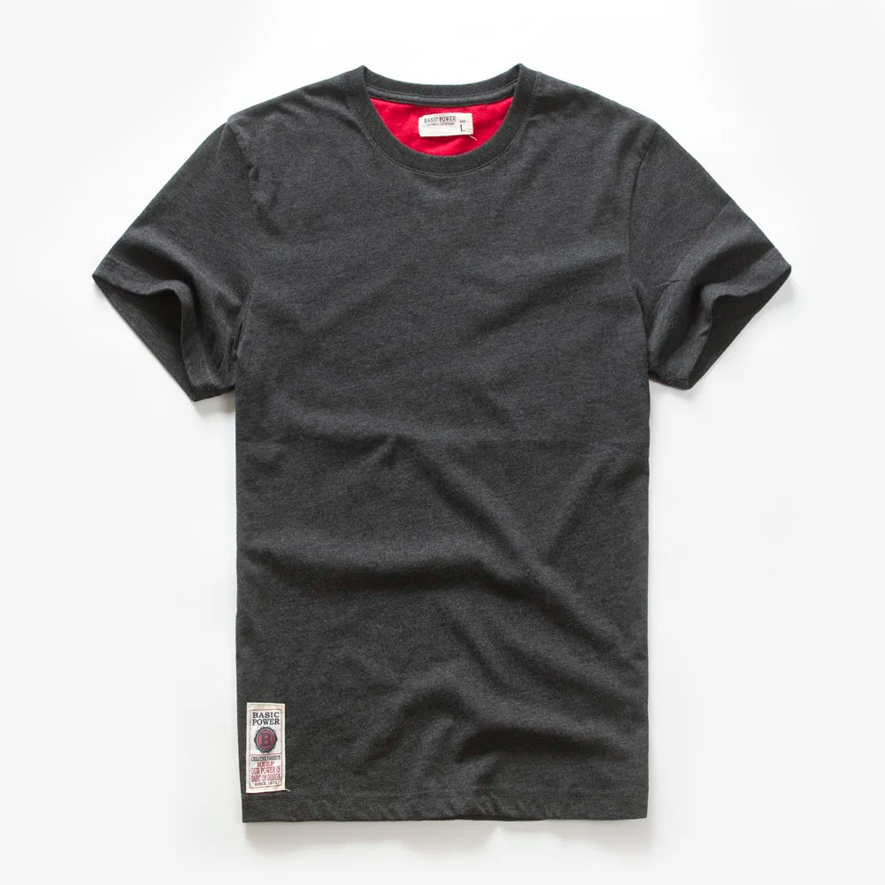 New Men Cotton Solid T-Shirt Mens Short Sleeve T-shirt Multi Pure Color Fancy Yarns T Shirt Color Wine White Blue