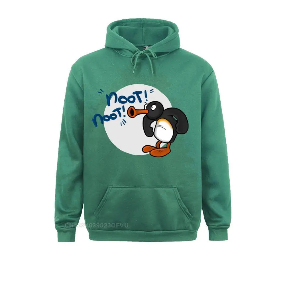 Noot Noot Pingu Hoodies Men Cotton Funny Hoodie Round Collar Penguin Meme Funny Cartoon Tees Clothes Printing