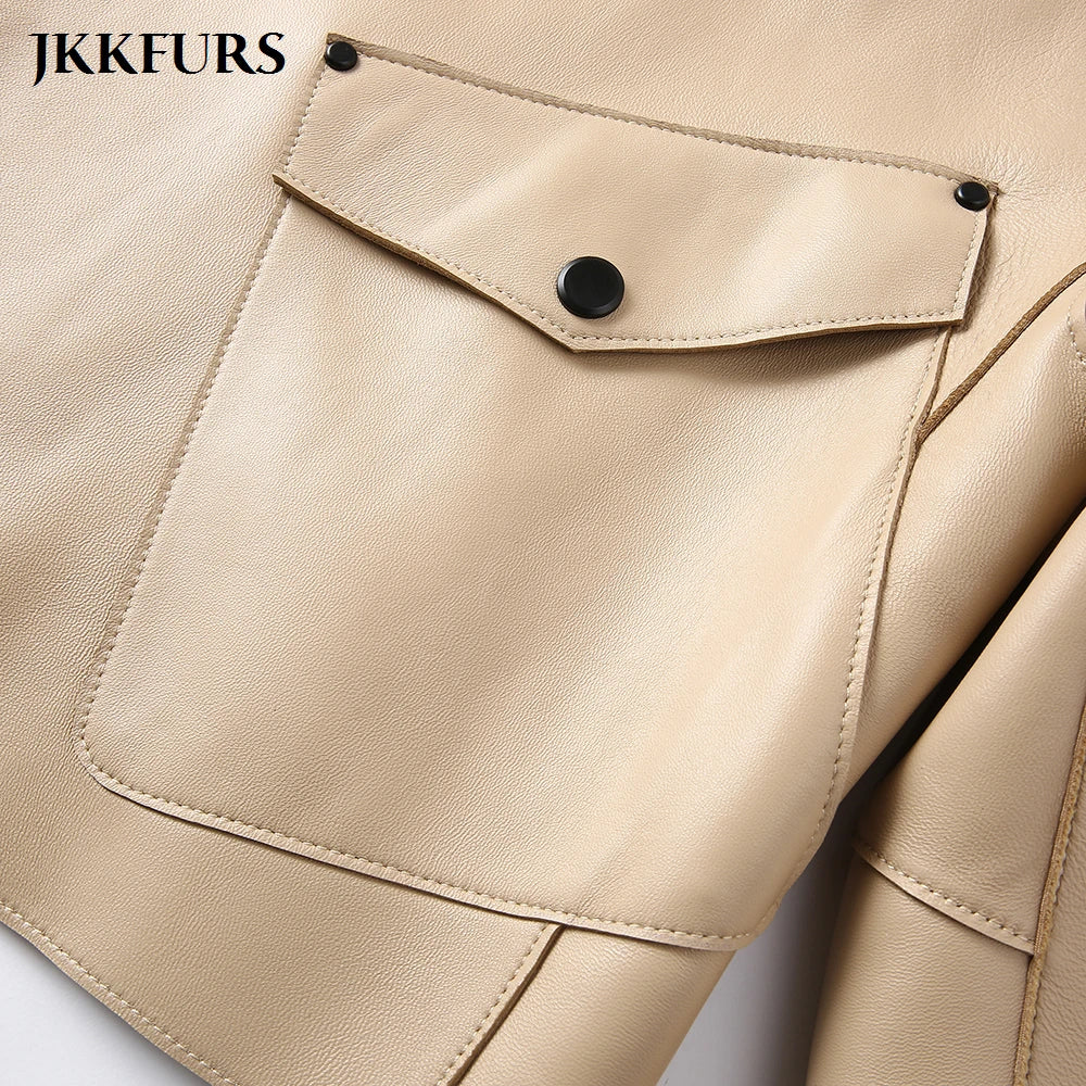 2025 26 Colours Women's Genuine Leather Jacket New Fashion Real Leather Coat Lady Autumn Winter Sheepskin Leather S7547