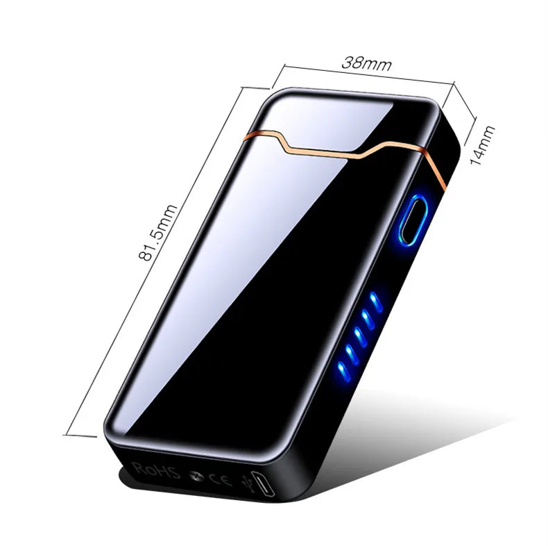 New Ignition Arc USB Electric Lighter Metal Rechargeable Cigar Lighter Battery Display Big Flame Lighter Gift