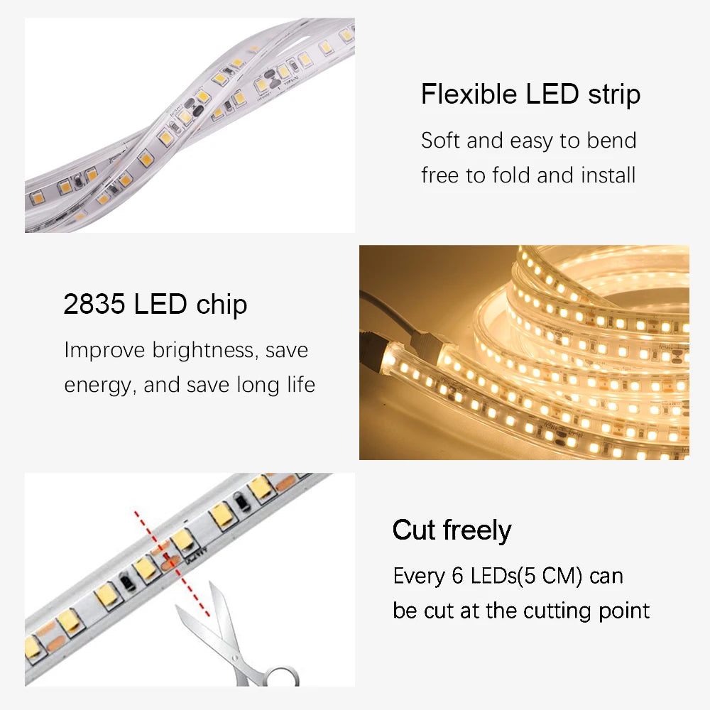 LED Strip 12V 24V Waterproof IP67 White Warm White 2835 120LEDs/m Flexible Led Tape For Outdoor Garden Decor 0.5M 1M 2M 3M 4M 5M