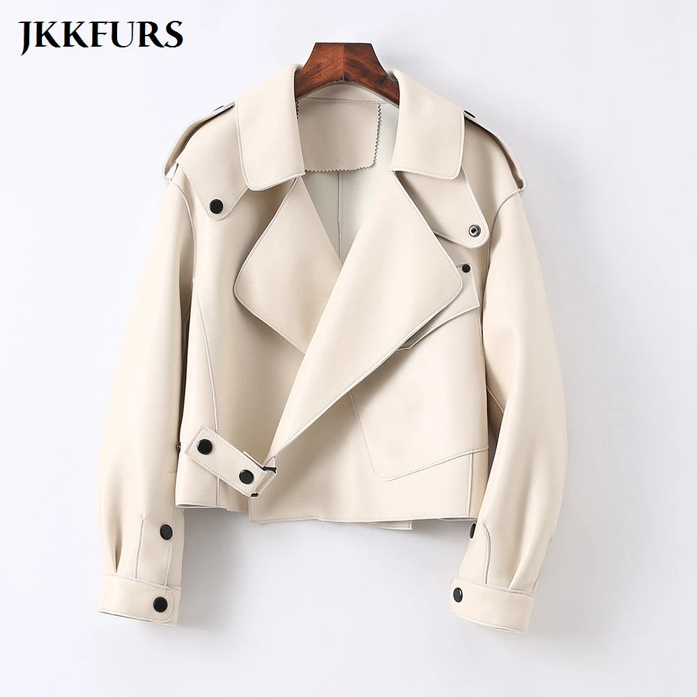 2025 26 Colours Women's Genuine Leather Jacket New Fashion Real Leather Coat Lady Autumn Winter Sheepskin Leather S7547