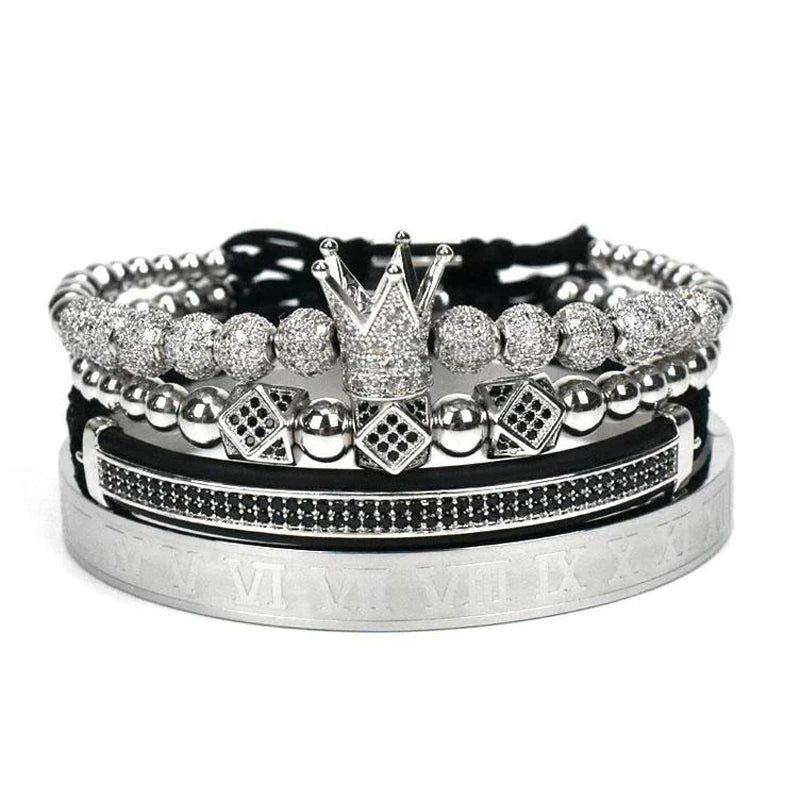 Men Bracelet jewelry 4pcs/set crown charms Macrame beads Bracelets Braiding Man Luxury Jewelry for women bracelet gift