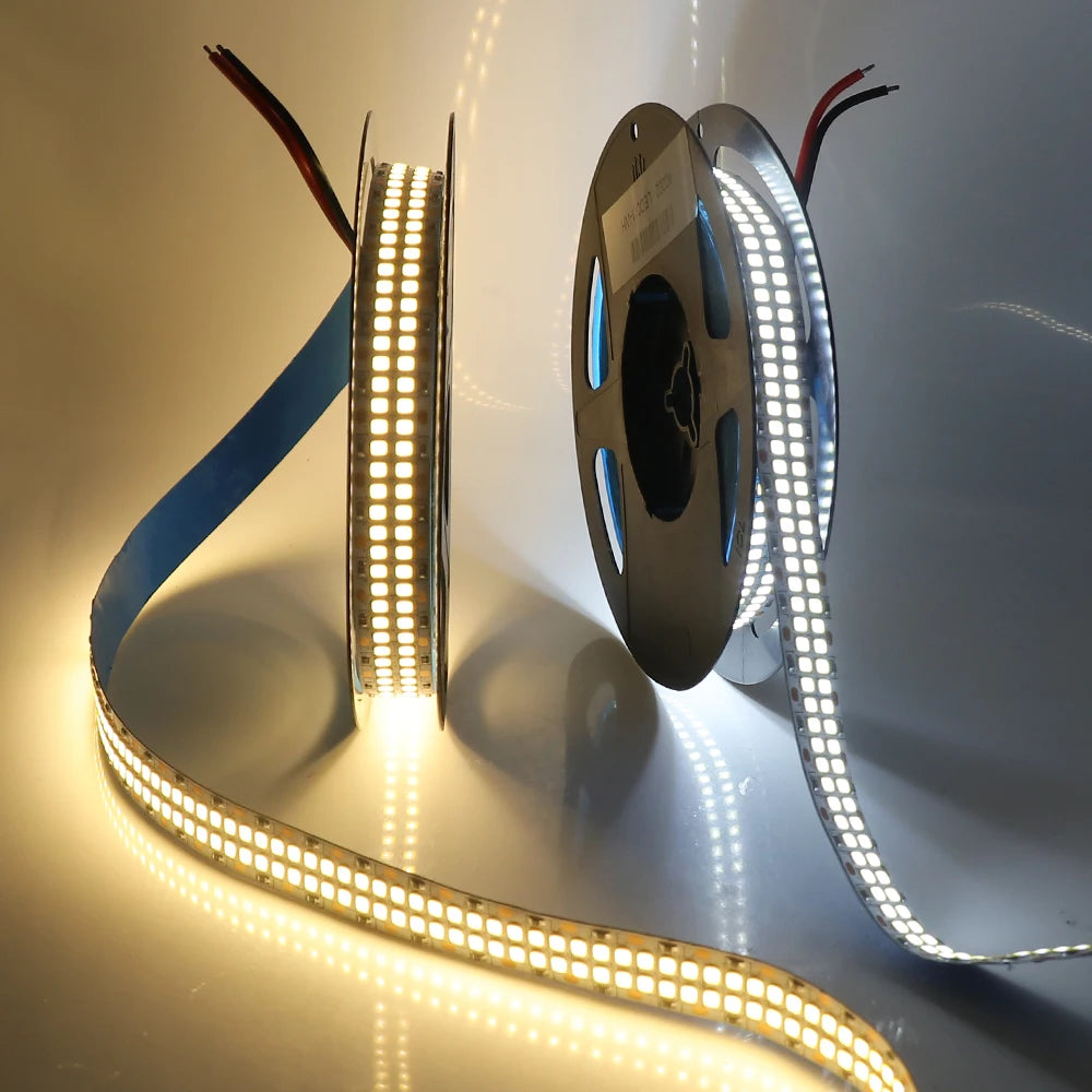 5M LED Strip Light 12V 24V 2835 LED Tape Double Row 480LEDs/m Super Bright Ribbon Diode Warm Natural Cold White Waterproof Lamp