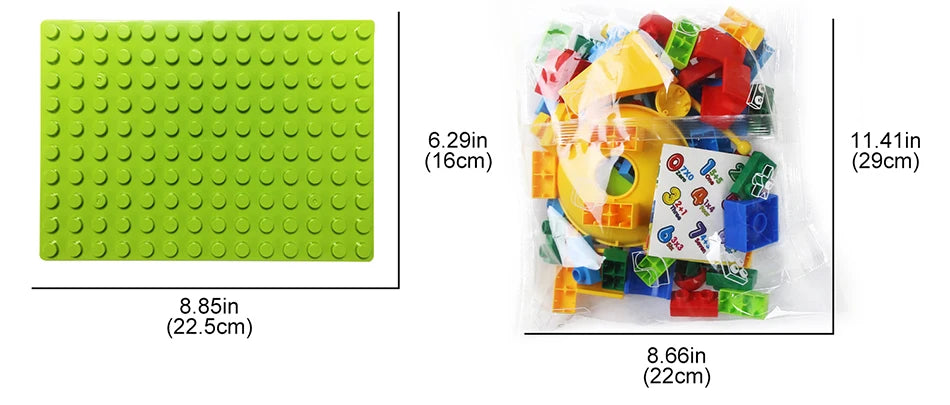65pcs/set Marble Race Run Block Compatible Duploed Building Blocks Plastic Funnel Slide DIY Assembly Bricks Classic Base Plates