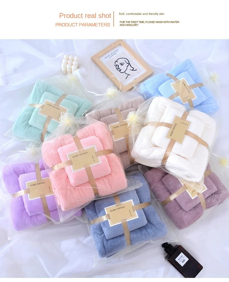 Cotton Bath Towels for Adults, 70x140cm 35x75cm 2pcs, High Absorbent Soft Bath Towel + Face Towels, Luxury Super Large Towel Set