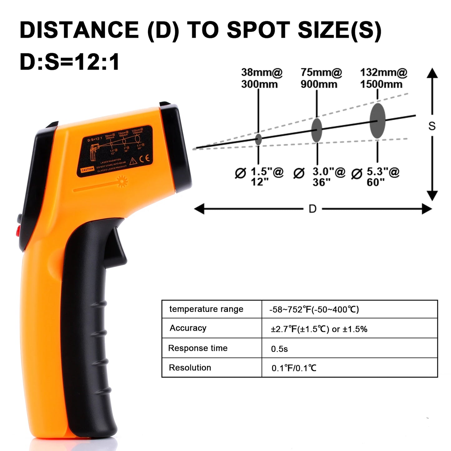 RZ Infrared Thermometer Non-Contact Temperature Meter Gun Handheld Digital LCD Industrial Outdoor Laser Pyrometer IR Thermometer