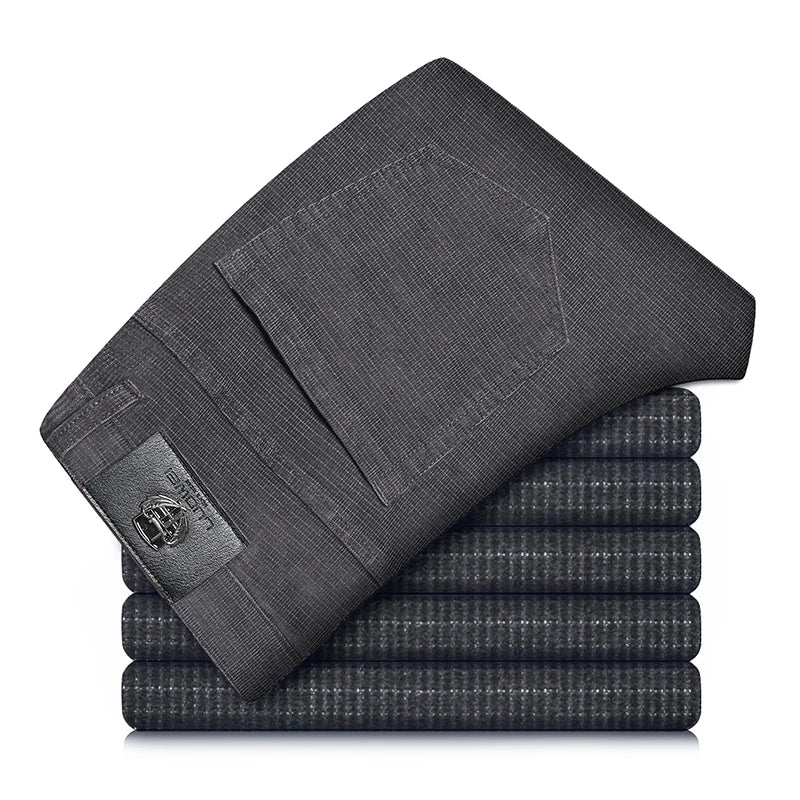 Spring Autumn New Men Pants Corduroy Fabric Comfortable Soft Casual Business Office Male Trousers Khaki Apricot Black Blue