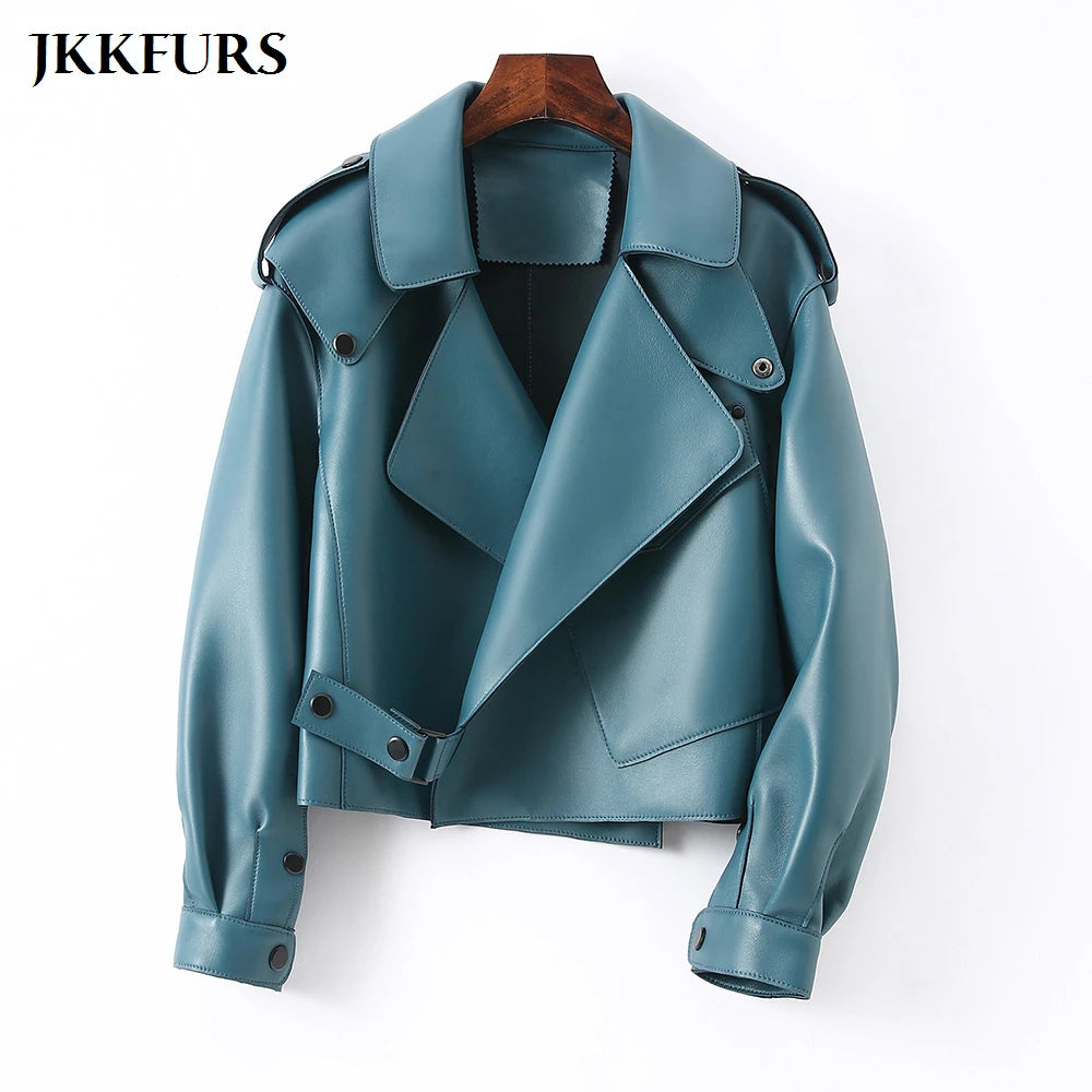 2025 26 Colours Women's Genuine Leather Jacket New Fashion Real Leather Coat Lady Autumn Winter Sheepskin Leather S7547