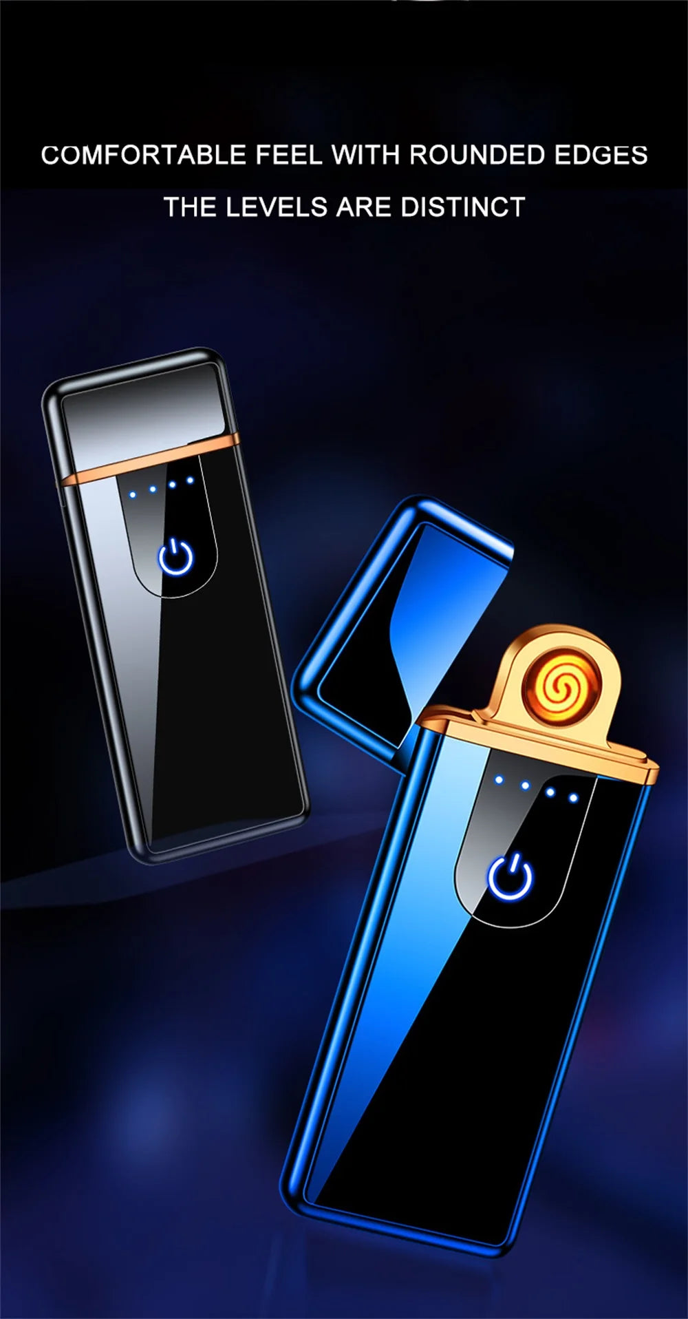 Windproof Electric Metal Lighter Double Arc Plasma Rechargeable USB Lighter Touch Induction Smoking Lighter Men's Gadgets