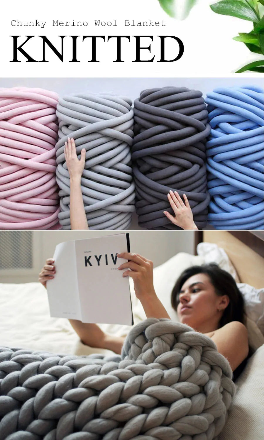 WOSTAR Chunky merino wool blanket thick large yarn roving knitted blanket winter warm plaid throw blankets sofa bed blanket