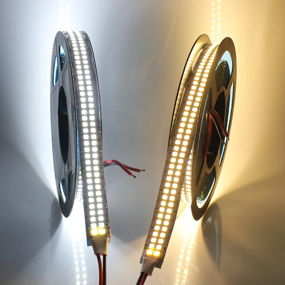 5M LED Strip Light 12V 24V 2835 LED Tape Double Row 480LEDs/m Super Bright Ribbon Diode Warm Natural Cold White Waterproof Lamp