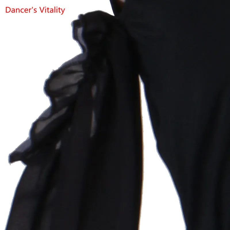 Modern Dance Dress Stand-Up Collar Mesh Sleeve Long Skirt Performance Clothing High-End Custom Child Woman Competition Clothes